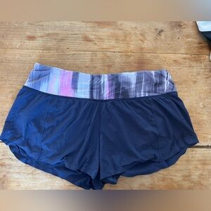 Lululemon Athletica Navy Shorts with Multicolor Waistband